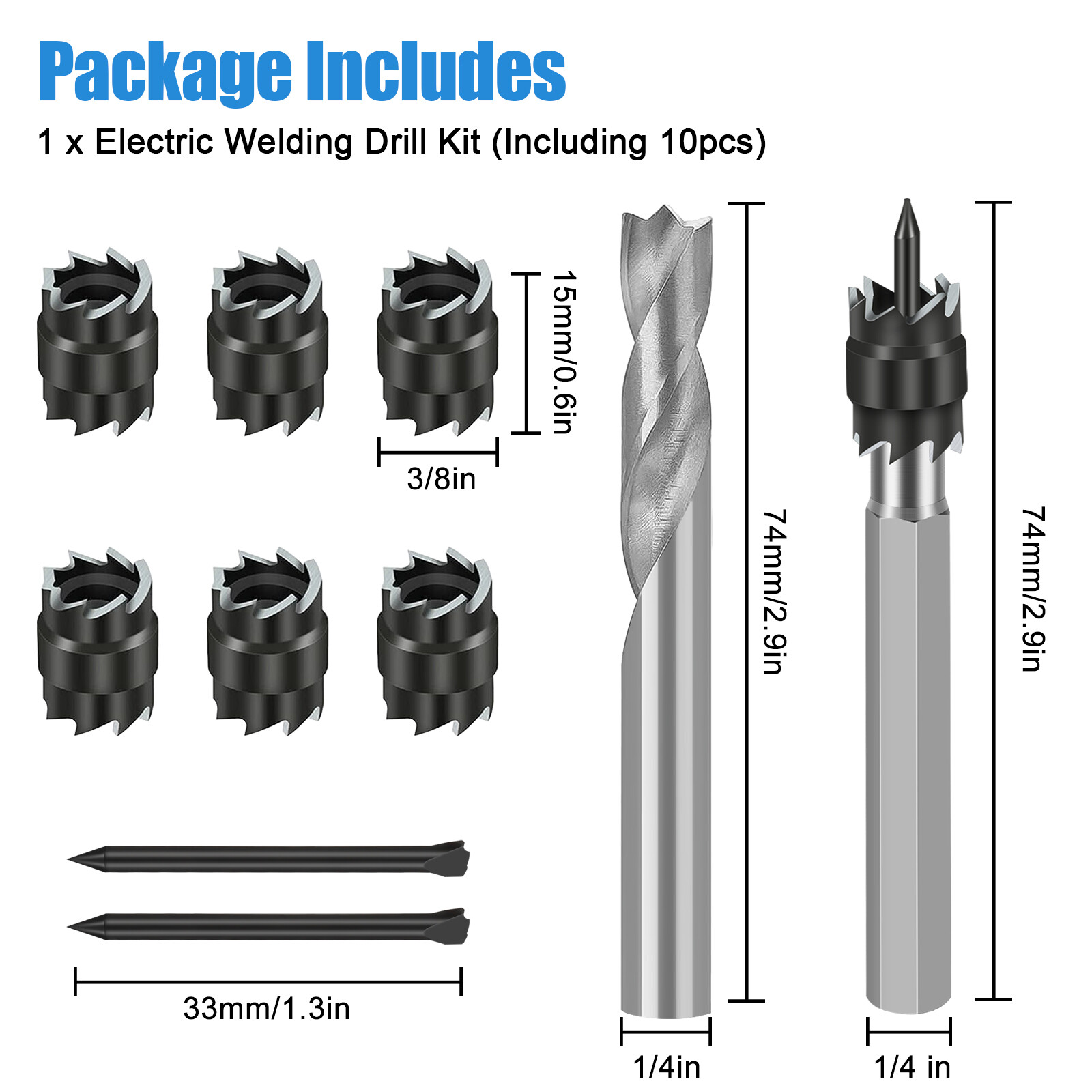 Double Sided 3/8-Inch Spot Weld Cutter Remover Drill Bit Welder Cut Rotary Kit