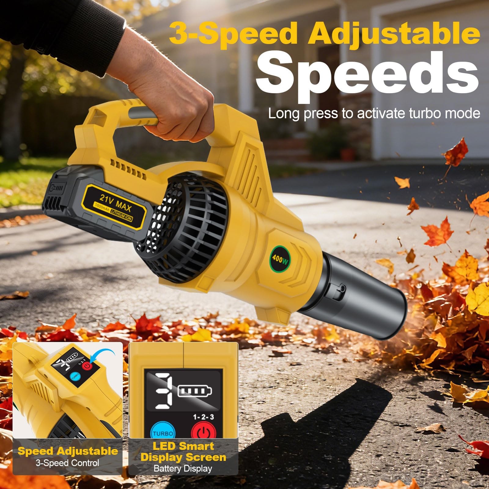 New Leaf Blower Cordless, 750 CFM Handheld with 2 x 5.5Ah Batteries and Charger