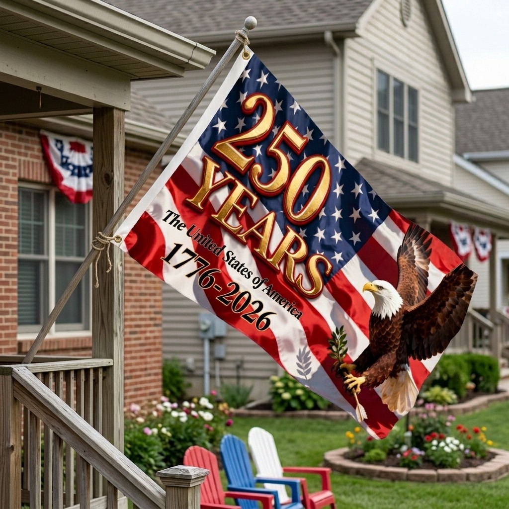 250th USA Anniversary 3×5 Ft Polyester Flag 1776-2026 Outdoor Decor