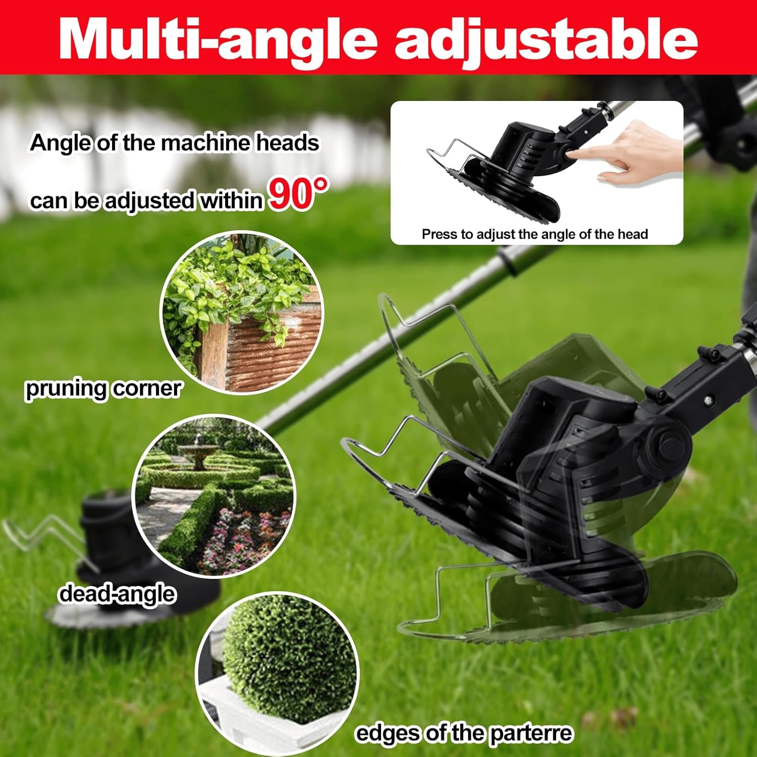 Cordless Grass String Trimmer Cutter Electric Weed Whacker Lawn Mower +2 Battery