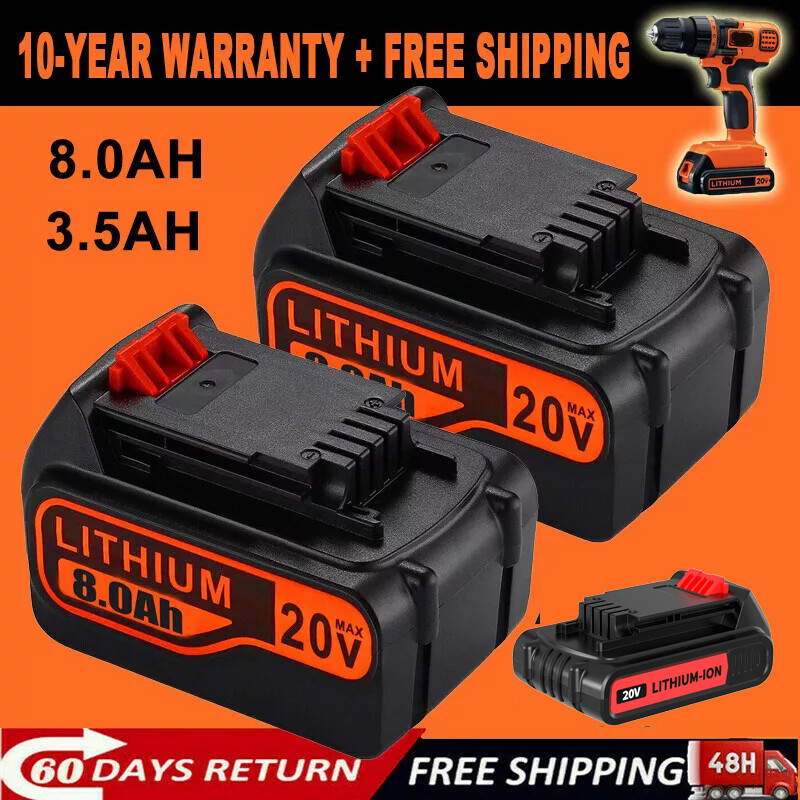 Pack 8.0Ah 20Volt LB2X4020 Battery FOR Black&Decker 20V MAX Lithium LBXR20 LBX20