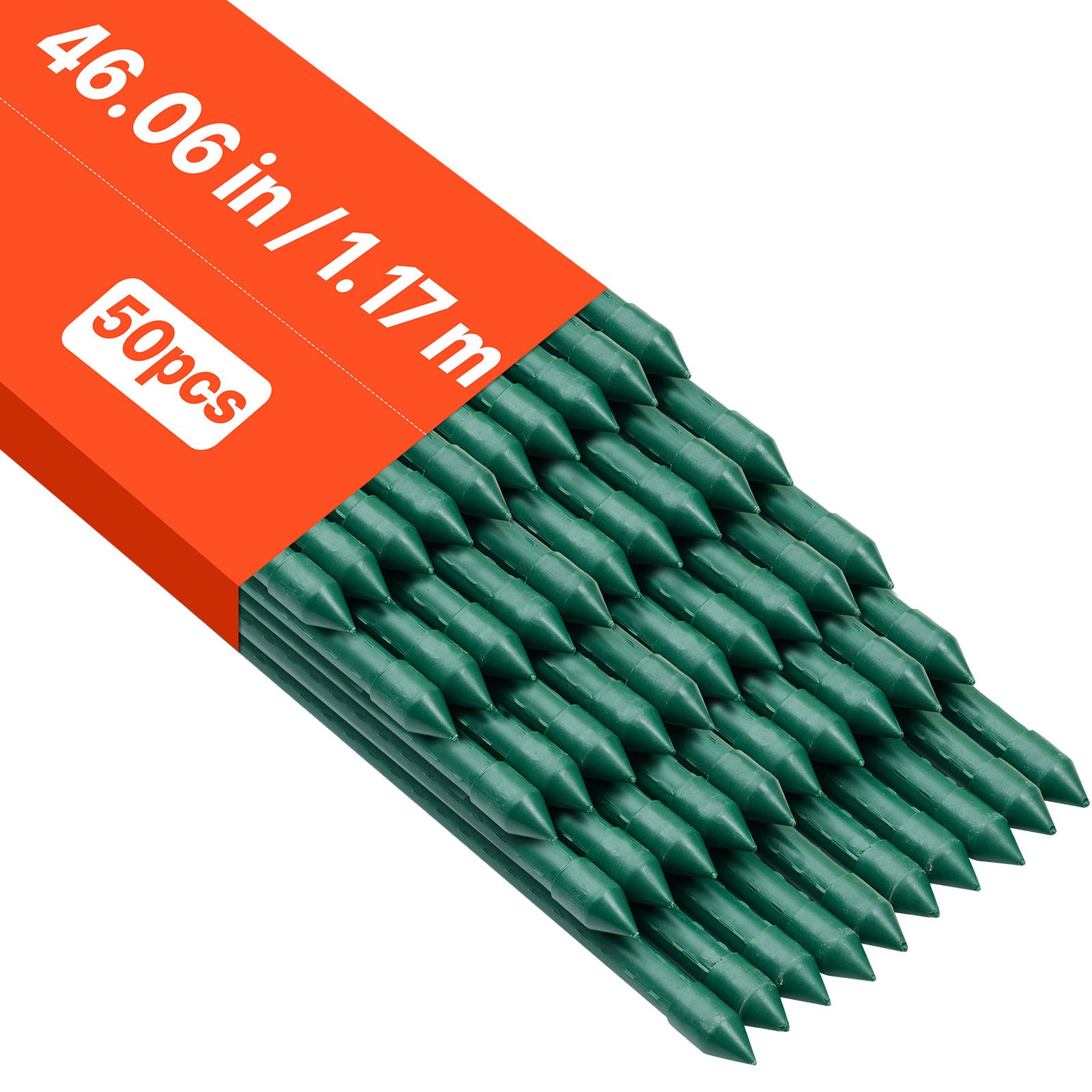 VEVOR Garden Stakes Tomato Stakes 50 Pack 46.06 inch Plastic Coated Metal Sticks