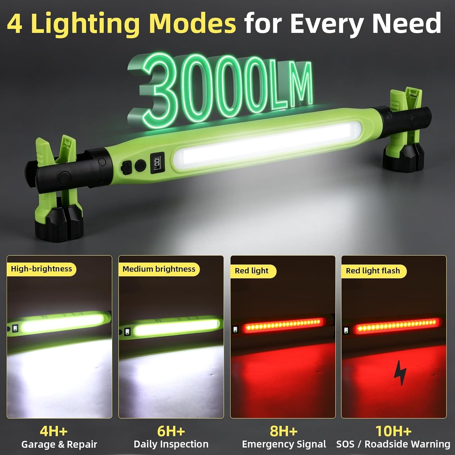 3000LM Rechargeable LED Work Light 525mm Magnetic Under Hood Light Bar with Hook