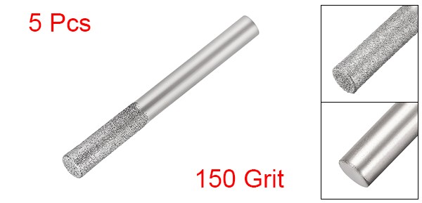 Diamond Burrs for Rotary Tool 1/4-Inch Shank 6mm Cylindrical 150 Grit 5 Pcs
