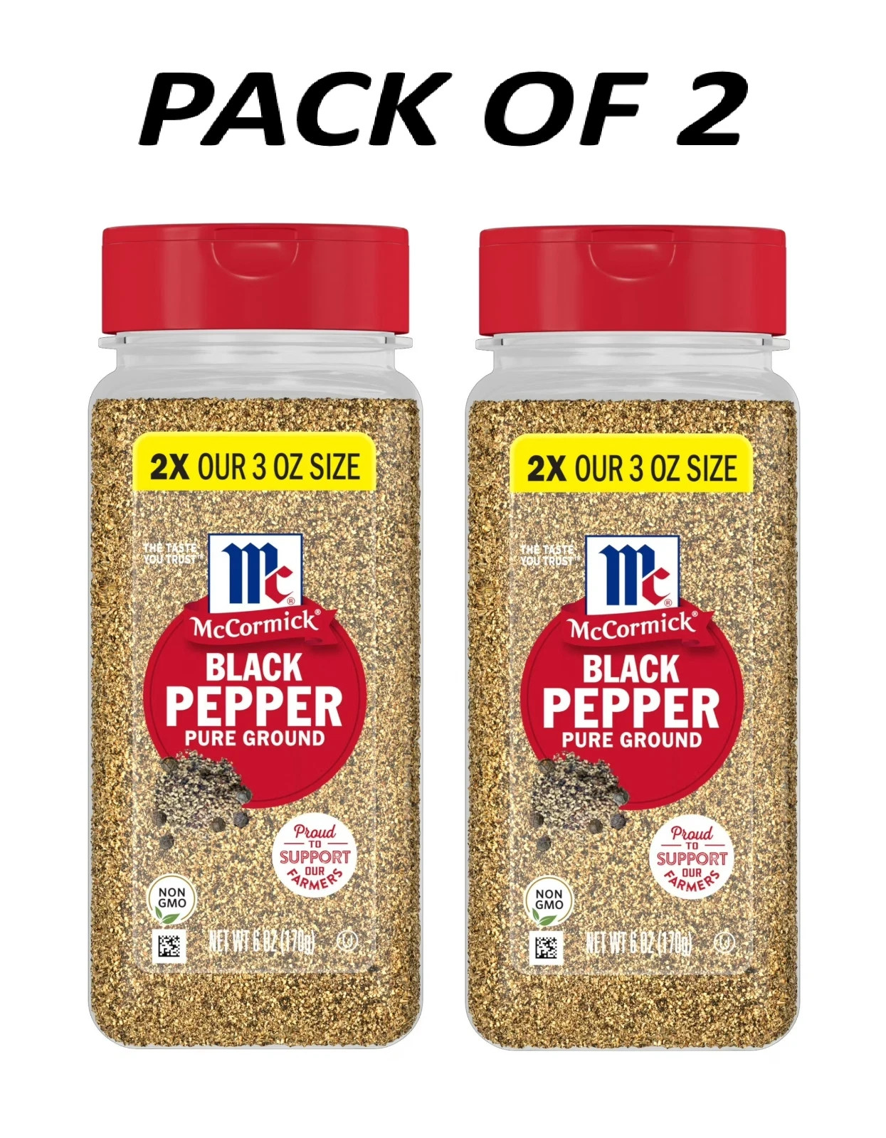 ( 2 Pack ) McCormick Pure Ground Black Pepper, 6 oz