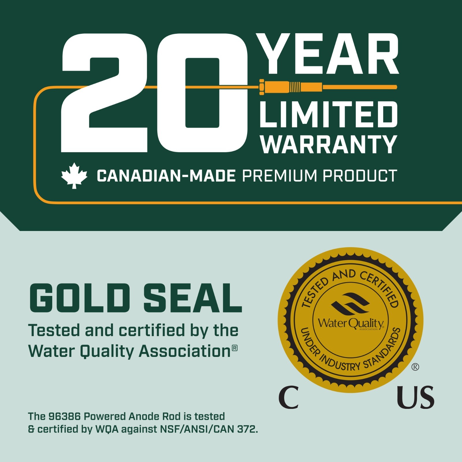 Corro-Protec Powered Anode for Water Heater, 20-Year Warranty + Eliminates Smell