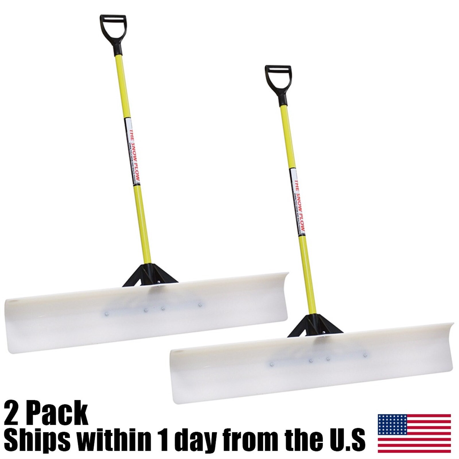 2PK The Snow Plow 48″ Snow Shovel 50548 Poly Blade D-Handle Snow Pusher SnowPlow