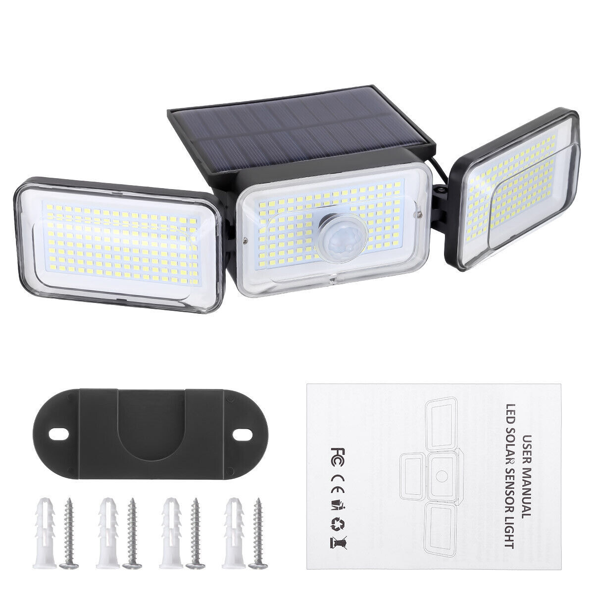 2 Pack LED Motion Sensor Solar Lights ,Outdoor IP65 Waterproof Security Lamp