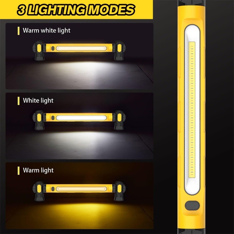 2Pack Under Hood Work Light Bar,6000mAh LED Magnetic Light Bar with Hooks