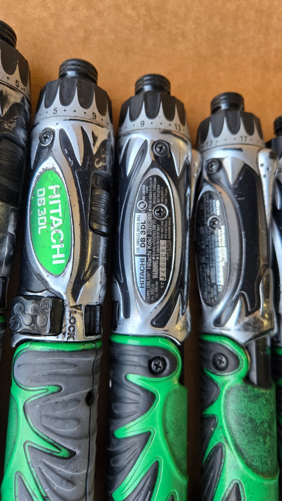 HITACHI 3.6V Li-Ion Screwdrivers, batteries and chargers.