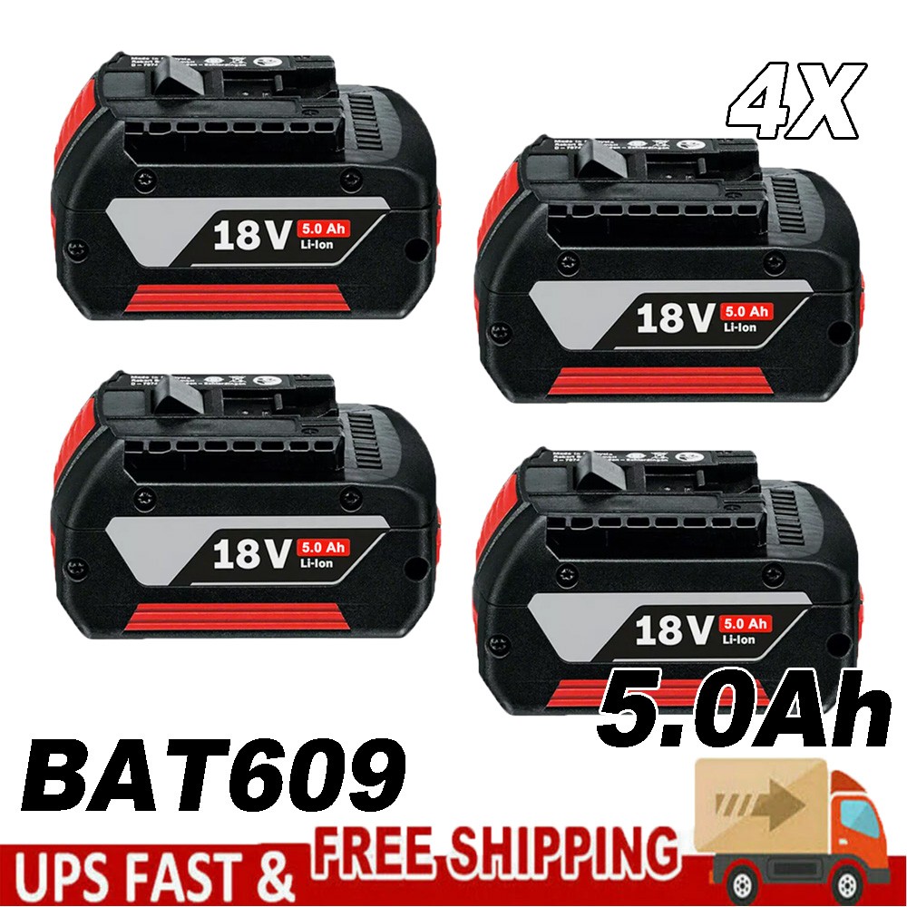 4X 18V 5.0Ah for Bosch 18 Volt Li-ion Battery BAT609 BAT610G BAT618 24618-01 NEW