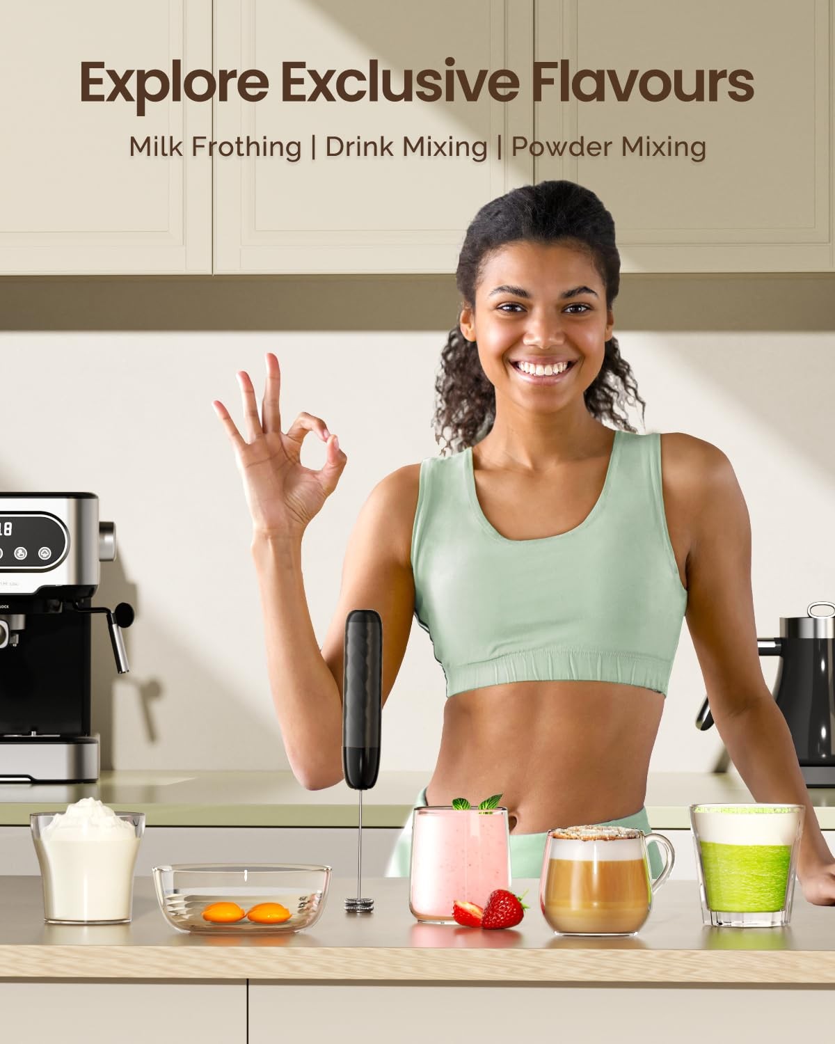 Maestri House Rechargeable Milk Frother LunaFro Mini Handheld Electric Foam