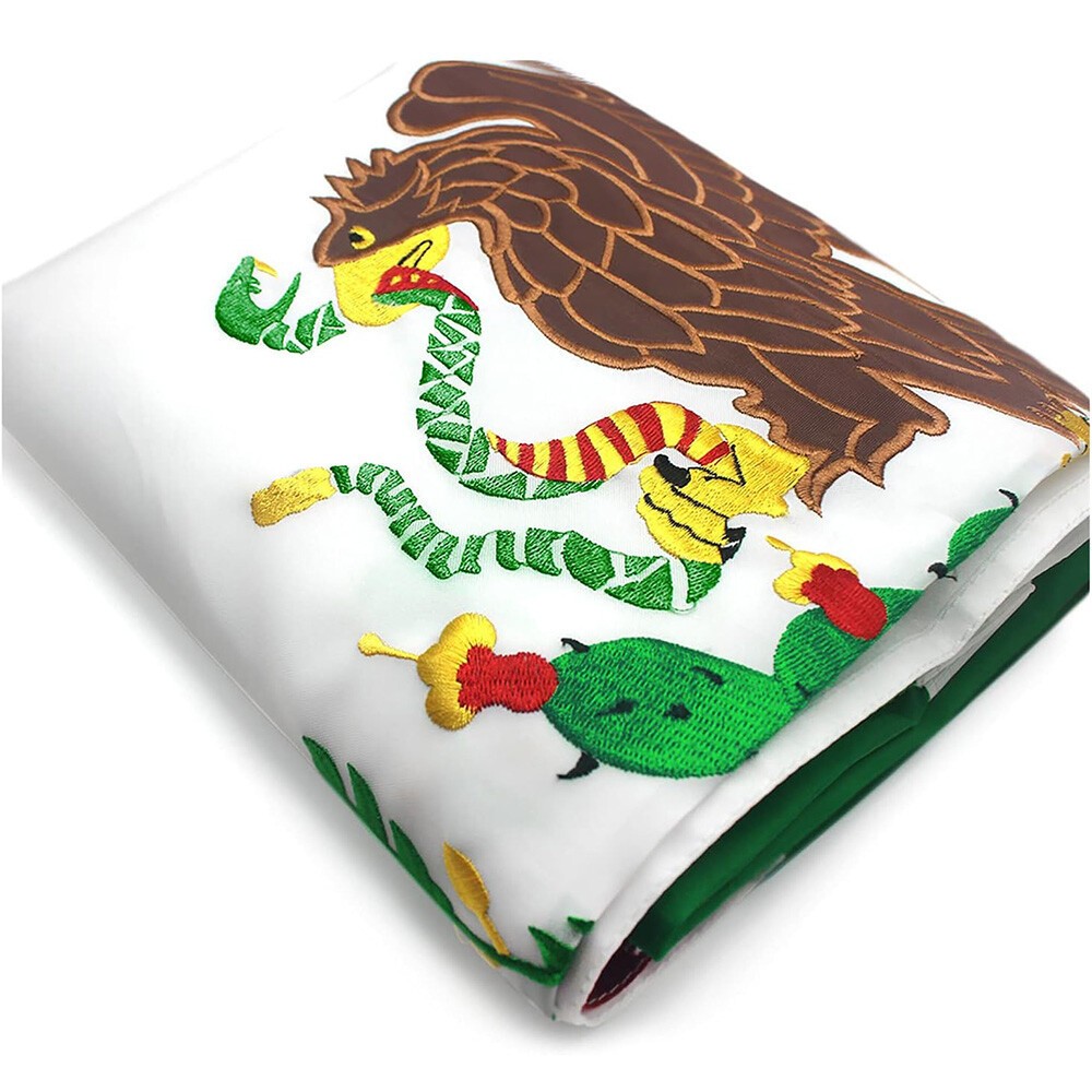Embroidered Mexican Flag 3×5 FT 210D Heavy Duty Polyester Outdoor Mexico Flag