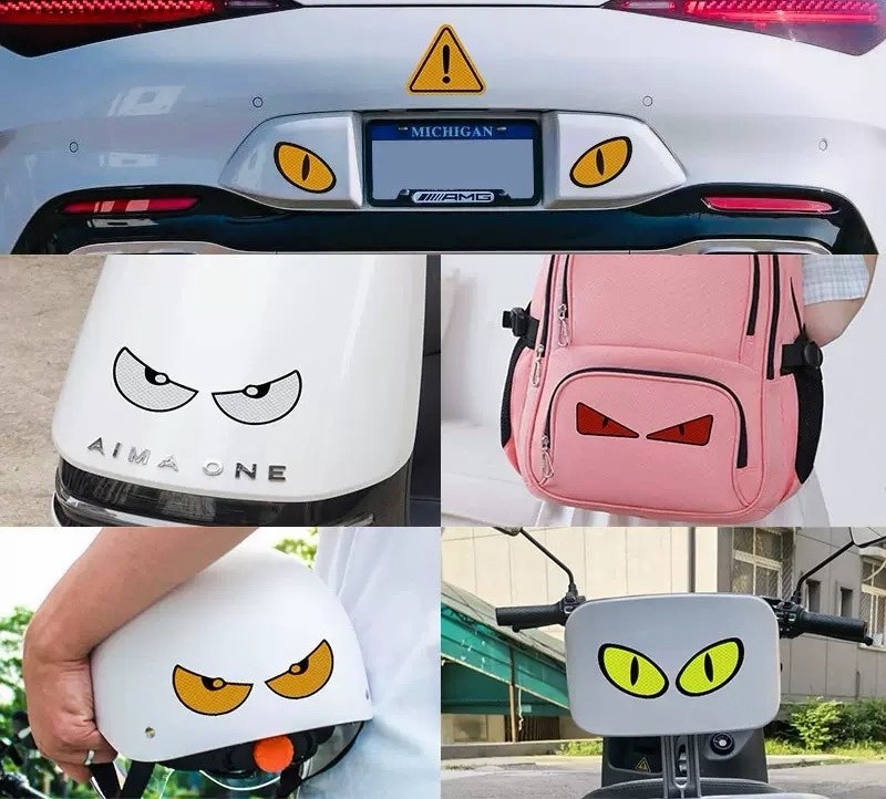 Red Big Eyes Car Sticker Wall Sticker Cartoon 3D Decal Sticker for Bike/ Car