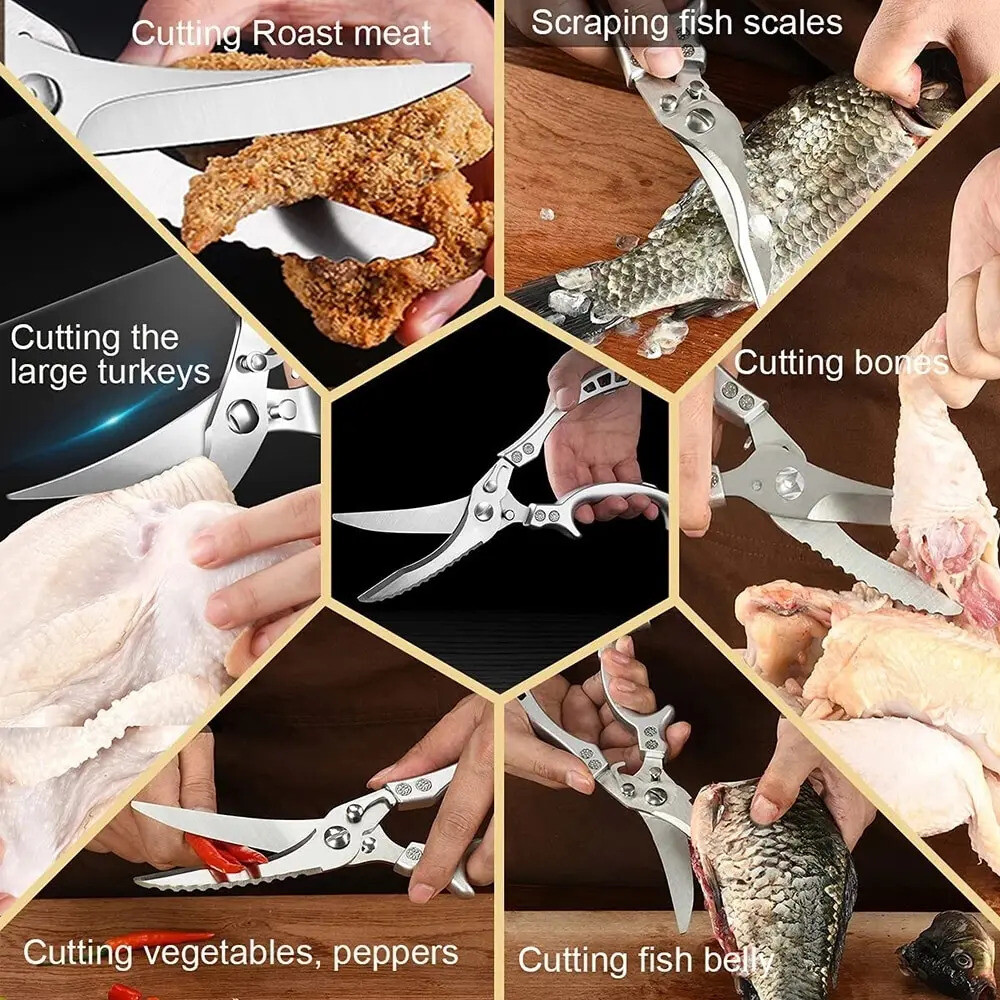 2pcs Kitchen Poultry Shears Kitchen Bone Scissor Stainless Steel Heavy Duty Meat