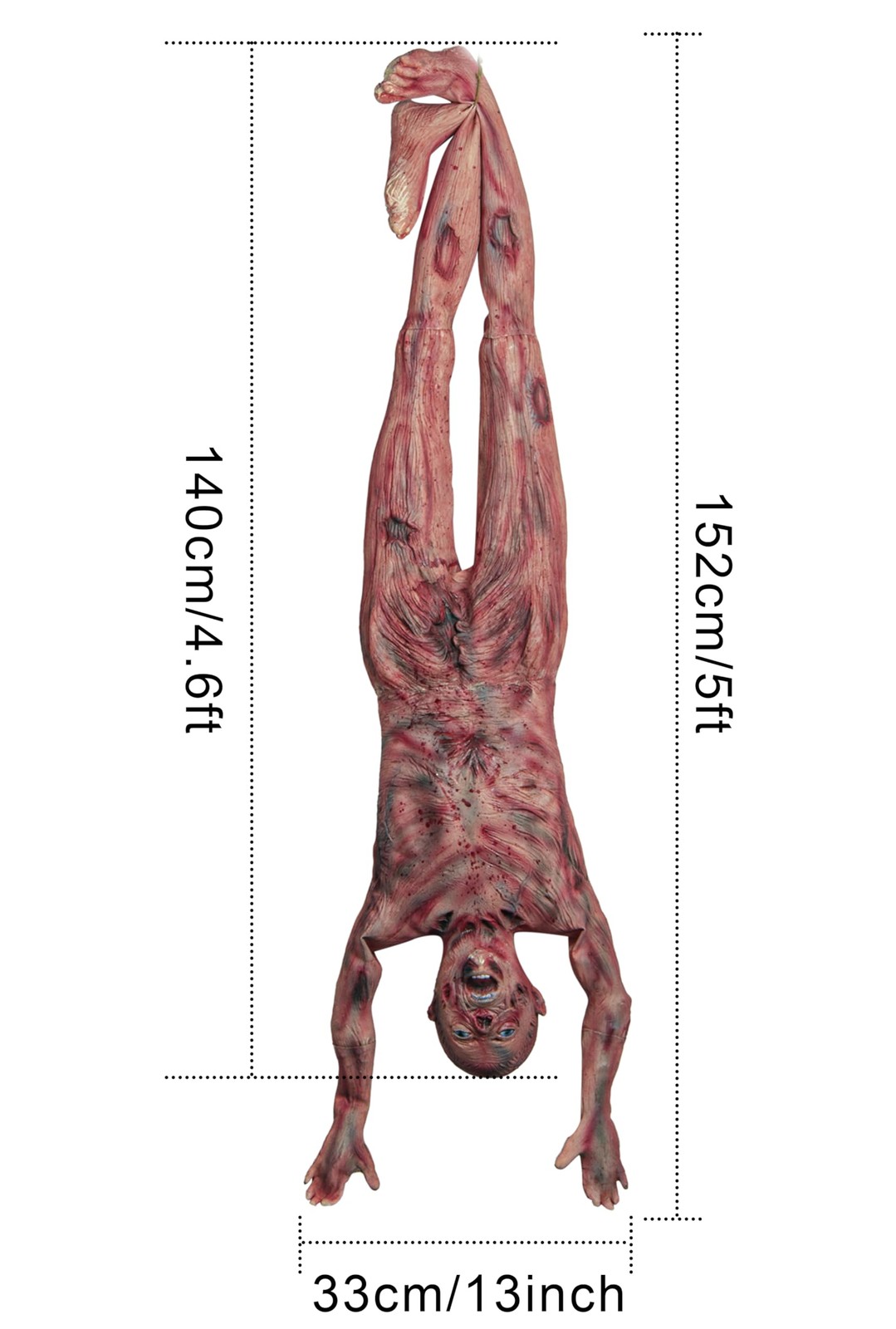 Halloween Bloody Dead Body, 4.6 ft Latex Skinned Full Body Hanging Corpse Tor…