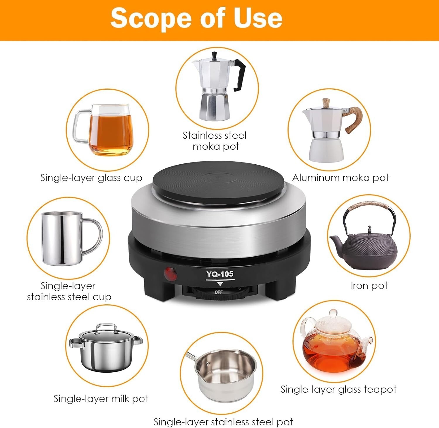 500W Electric Countertop Single Burner Portable Hot Plate Mini Stove 110V