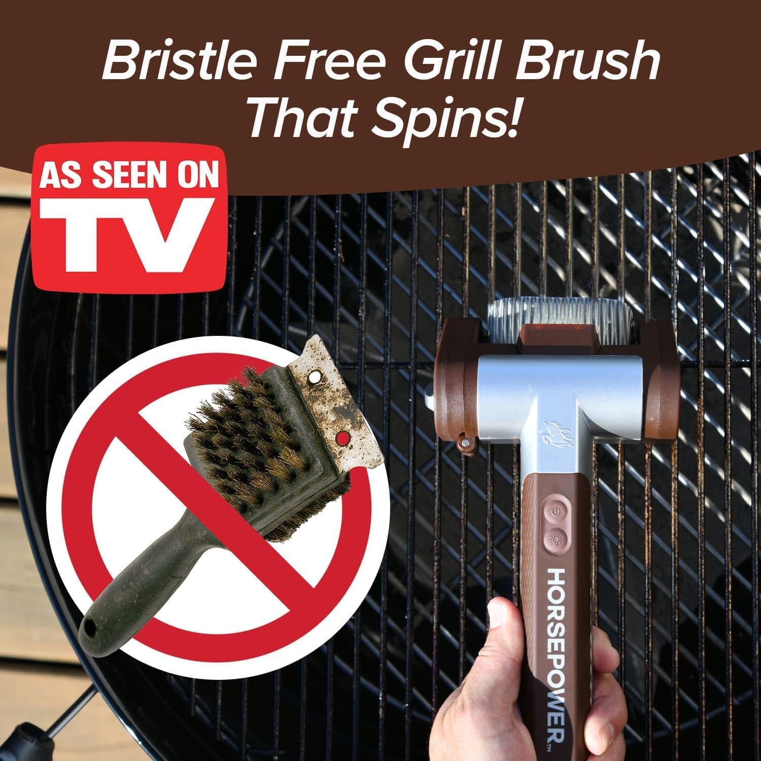 HorsePower Cordless Rechargeable BBQ Grill Cleaner 350 RPM Stainless Roller