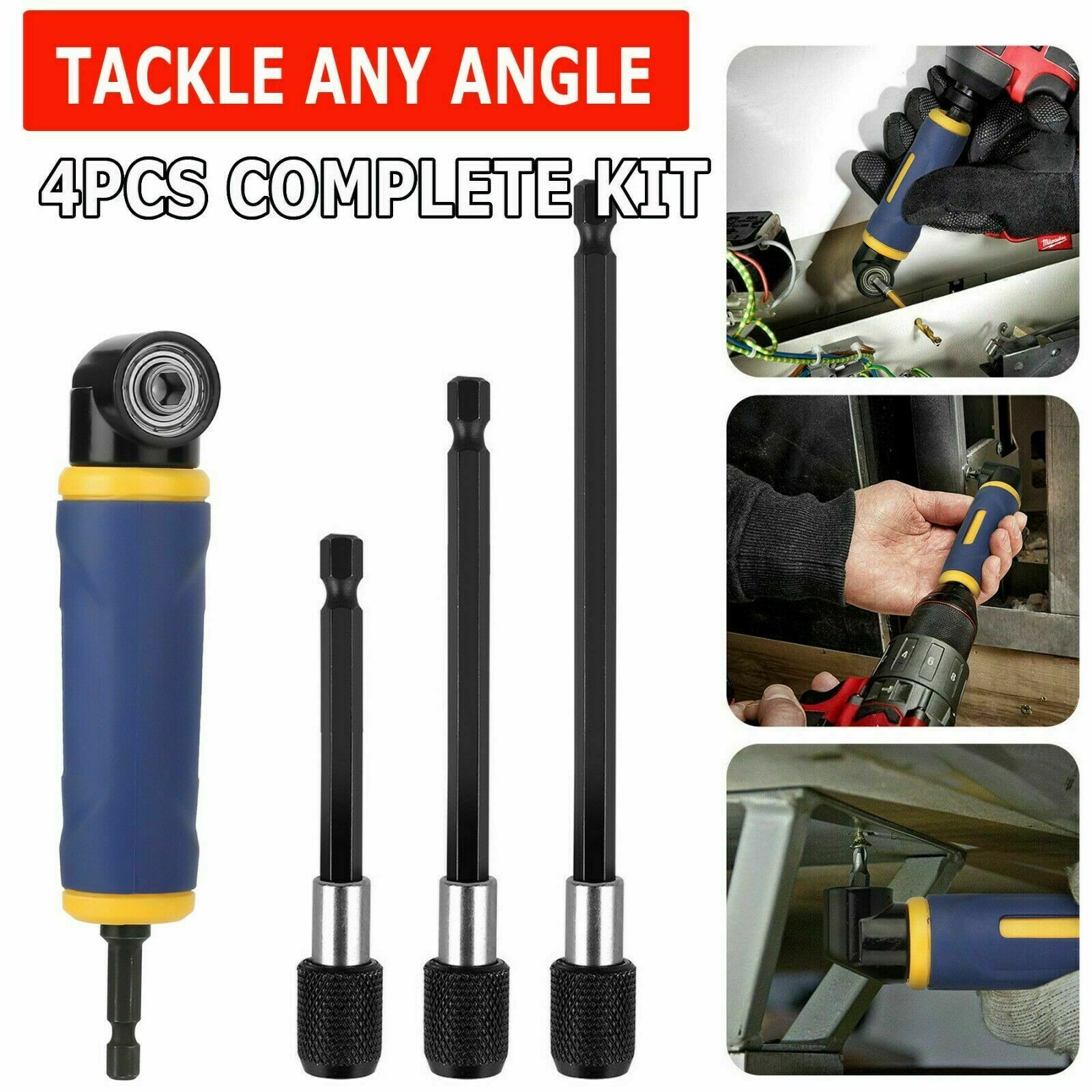 90°Right Angle Drill Adapter Extension Screwdriver Socket Holder Attachment Tool