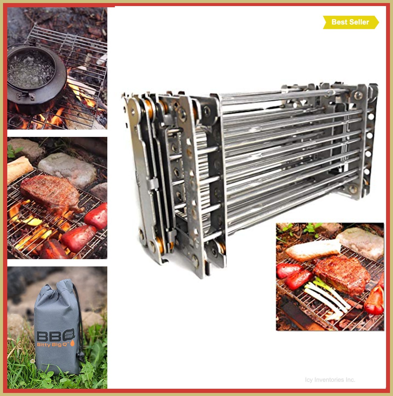 Stainless Steel Compact Portable Camping Grill Lightweight 1.7 lb 16×10 Inch