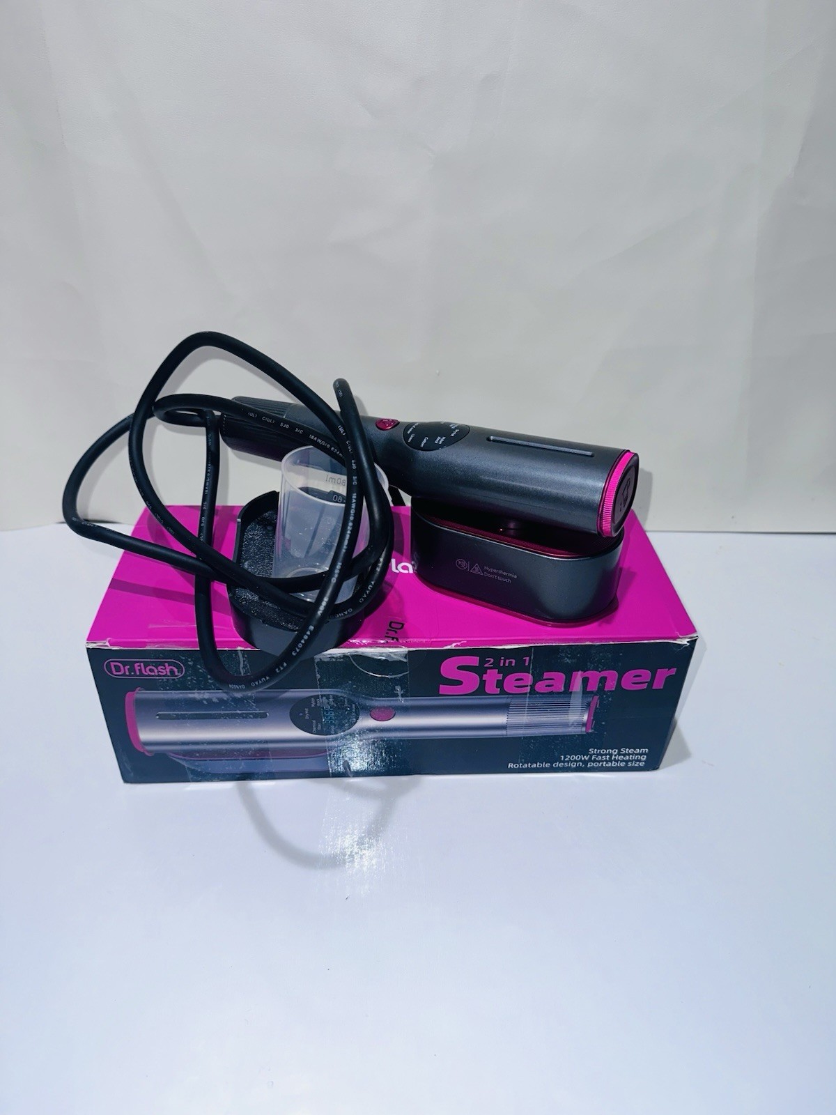 Dr Flash 2 in One Travel Garment Steamer.New Open Box.Strong Steam.Black LED