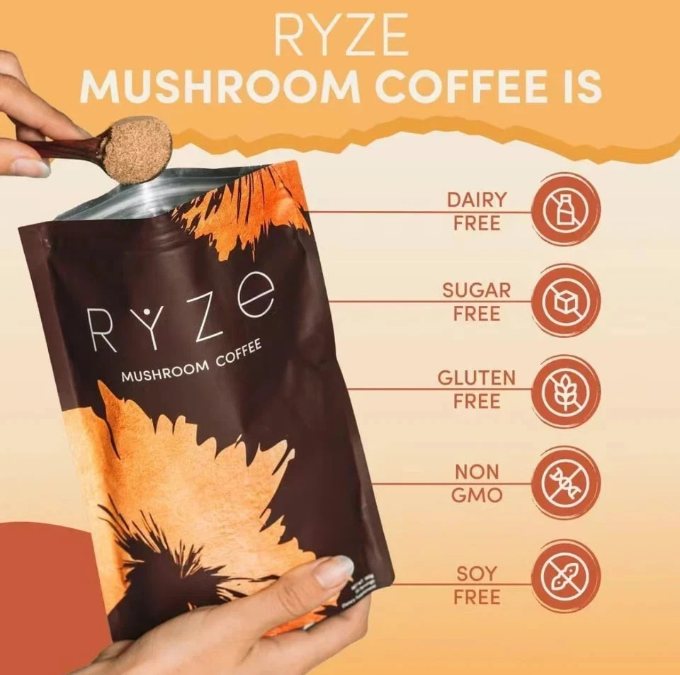 2-Pack Organic RYSE Mushroom Coffee – 30 Servings Per Pack – Free Shipping