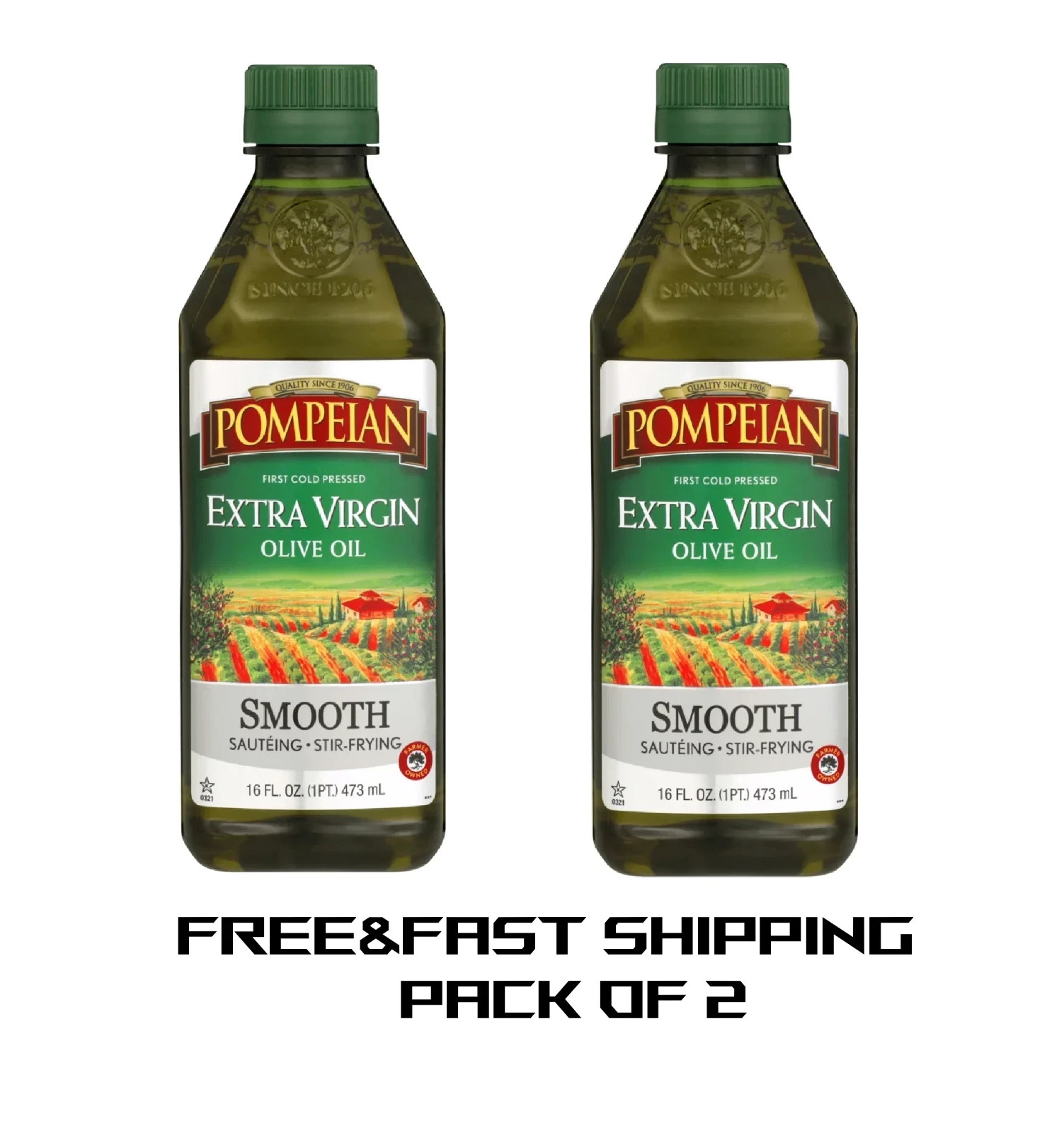 Pompeian Smooth Extra Virgin Olive Oil – 16 fl oz (Pack of 2)