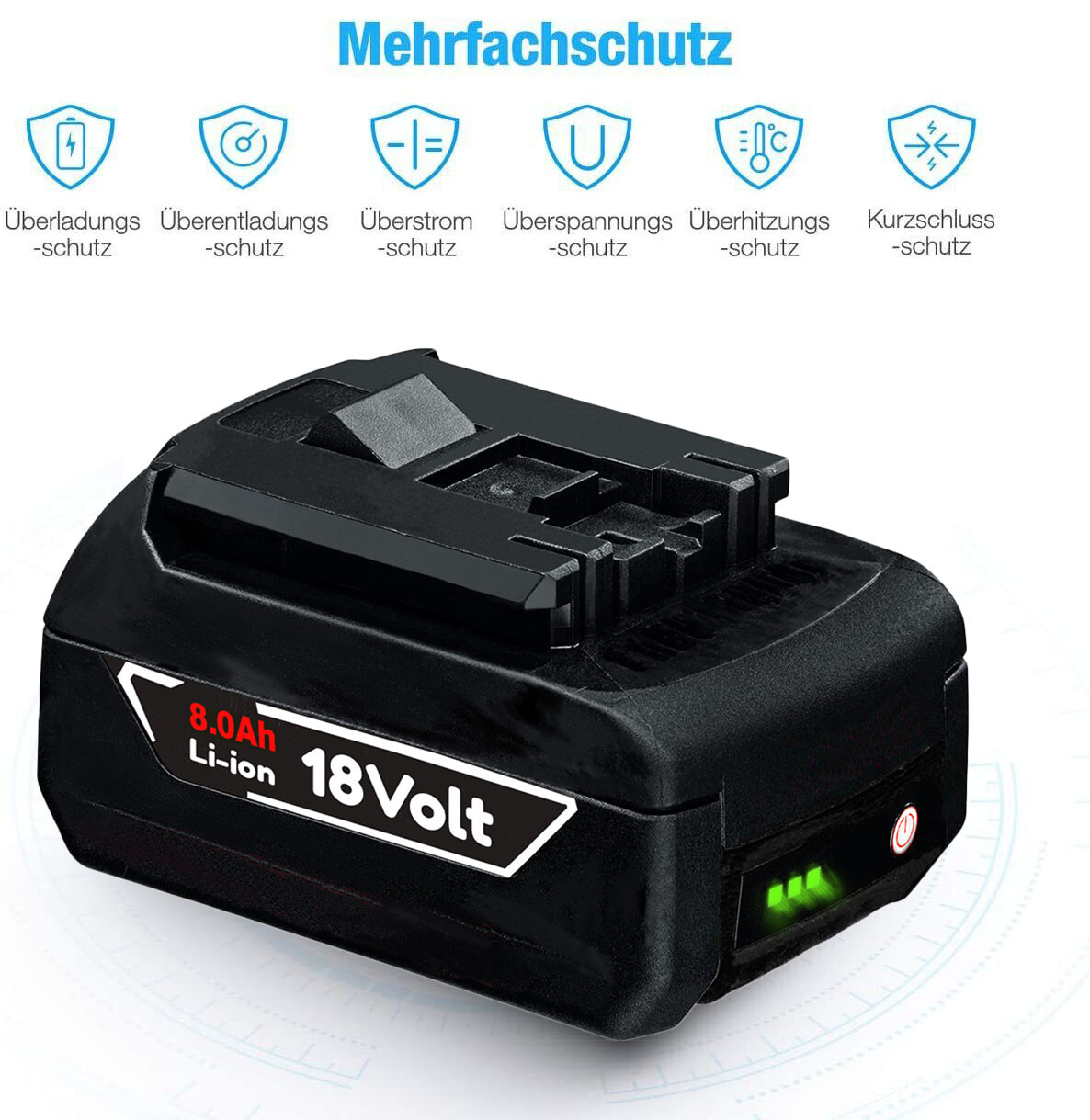 2PACK 18V Battery For Bosch 18 VOLT 8.0AH Li-ion BAT609 BAT610G BAT618 24618-01