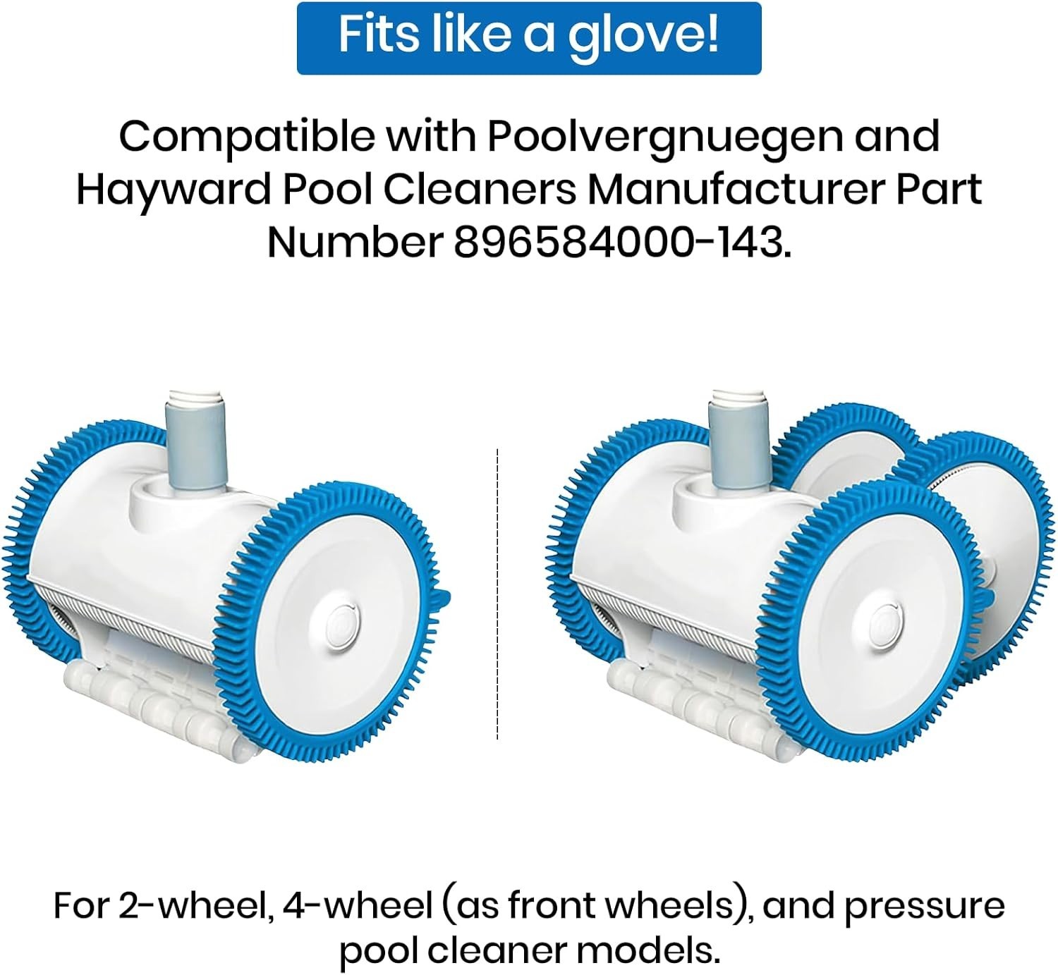 2 Pack Pool Cleaner Replacement Tires with Super Humps, Heavy Duty Rubber, Fi…