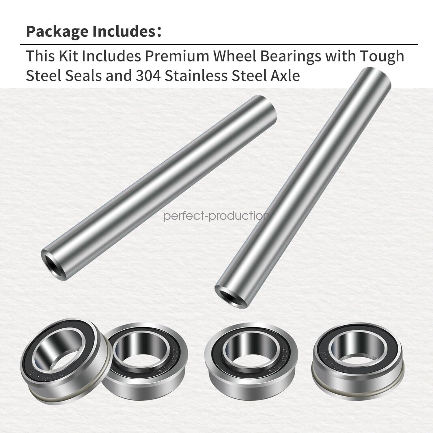 2*Stainless Steel Front Axle & Bearing Conversion Z242 246 248 254 6″Sleeve