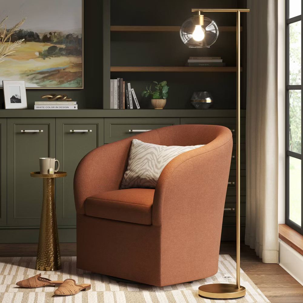 Brass Floor Lamp with Glass Shade – Threshold