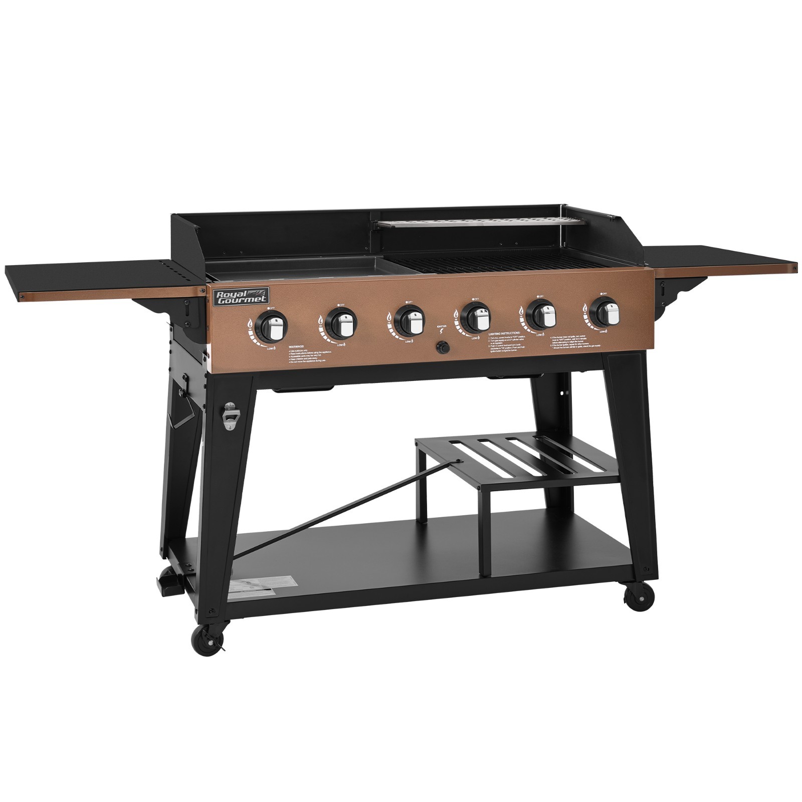 Royal Gourmet 6-Burner Gas Grill and Griddle Combo, 78,000 BTU Output, Yellow