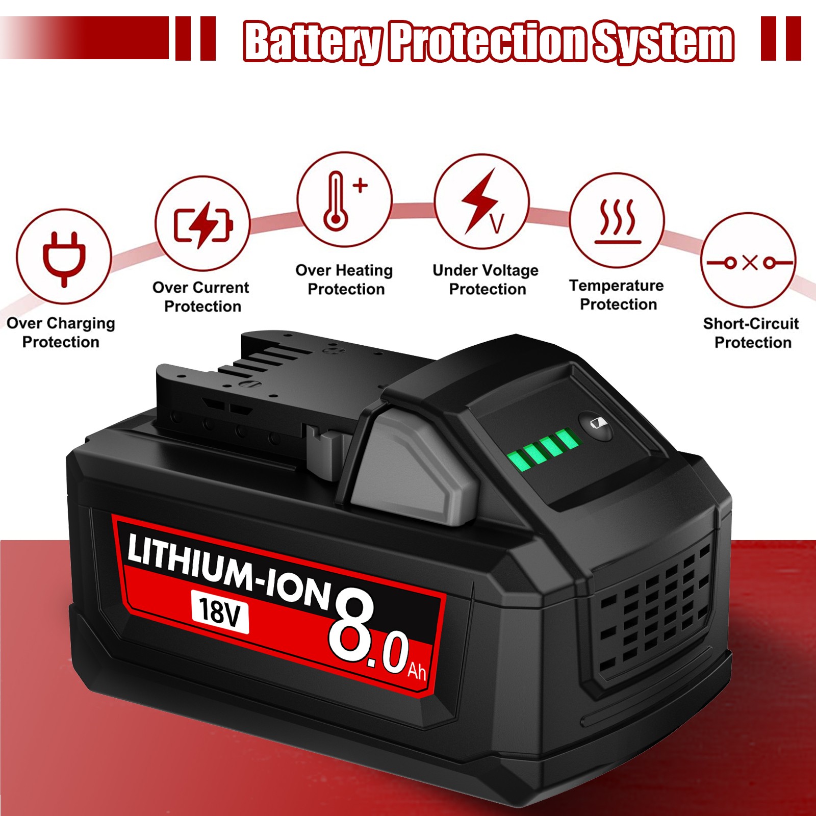 2pack 8AH Battery and Charger For Milwaukee for M18 Extended Capacity 48-11-1860