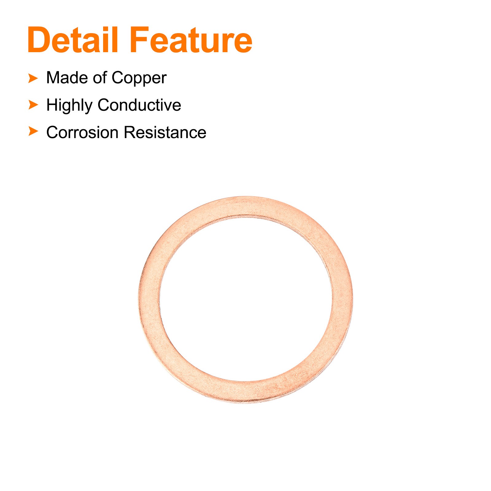 6 Pcs Flat Copper Washers 40x50x2mm Copper Flat Sealing Ring Washer