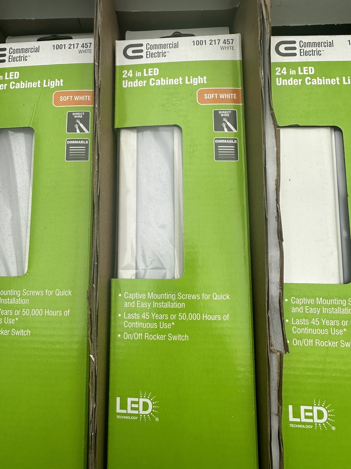 4 PACK! 24 in. LED White Direct Wire Under Cabinet Light by C.E Soft White