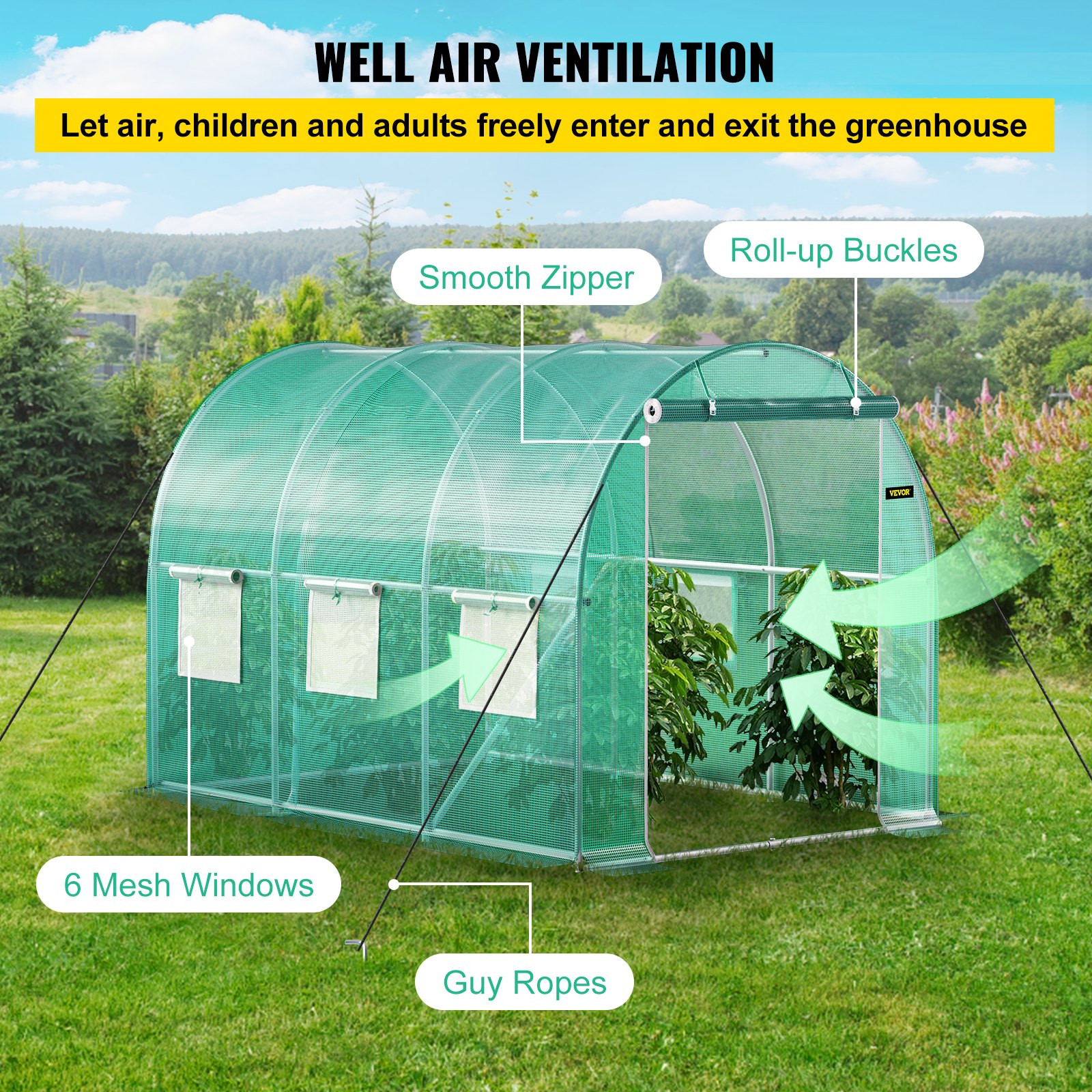 VEVOR Walk-in Tunnel Greenhouse, 9.8 x 6.6 x 6.6 ft Portable Plant Hot House w/