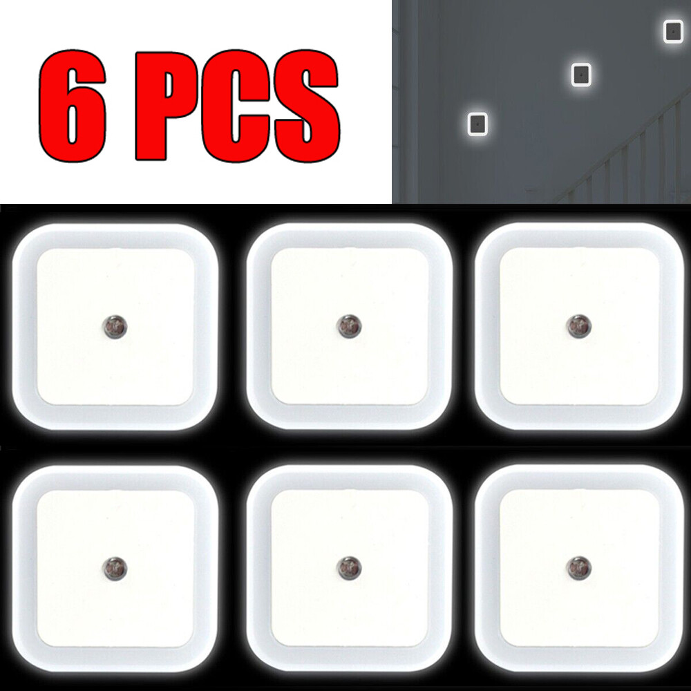 6Pcs Plug-in LED Night Light Lamp Dusk to Dawn Sensor Hallway Kitchen Bathroom