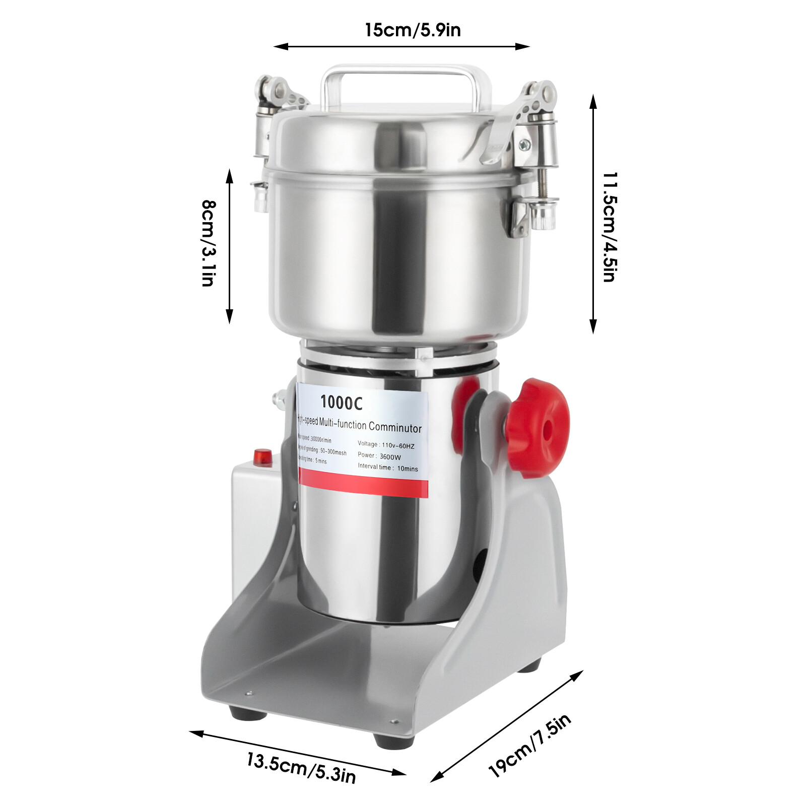 1000g Electric Grain Grinder Spice Mills Commercial Superfine Powder Pulverizer
