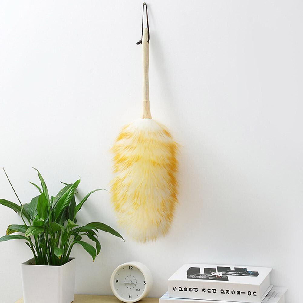 50CM Household Wool Lambswool Feather Brush Duster Dust Cleaning Wood Handle