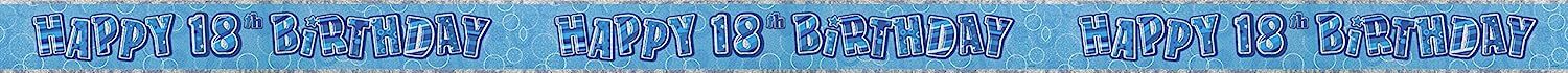 12ft Blue Glitz Foil Aged Birthday Banner Party Decoration