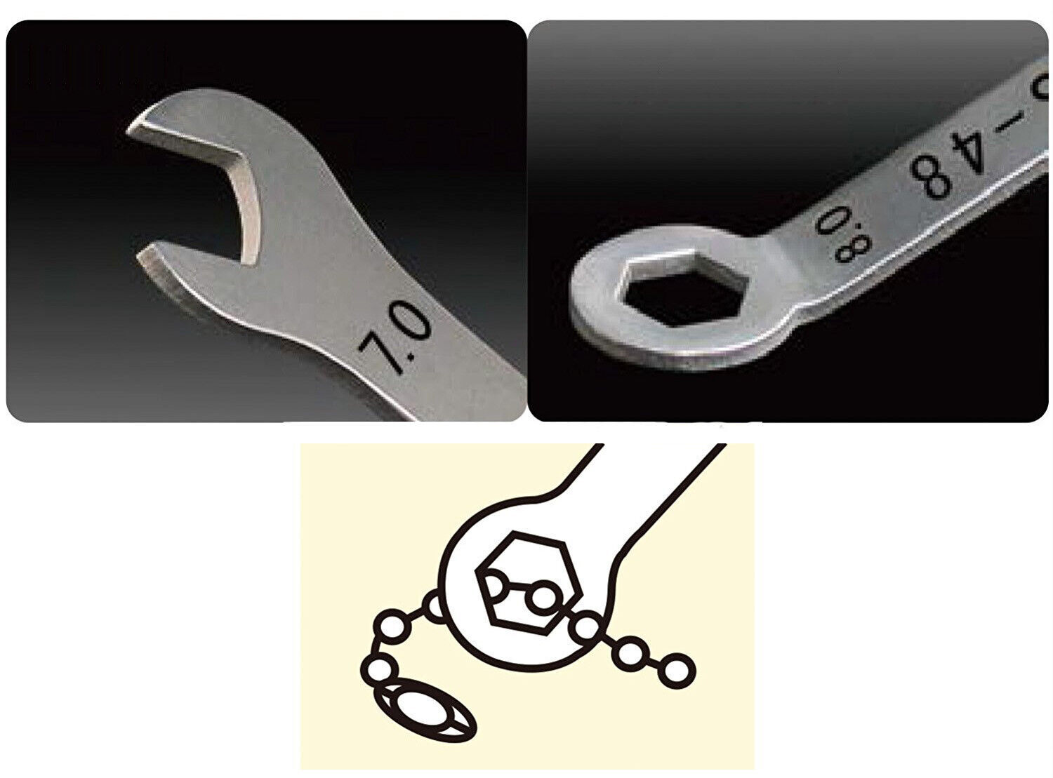 SUPER SLIM METRIC SPANNER SET stainless, small sizes thin slender ENGINEER TS-04