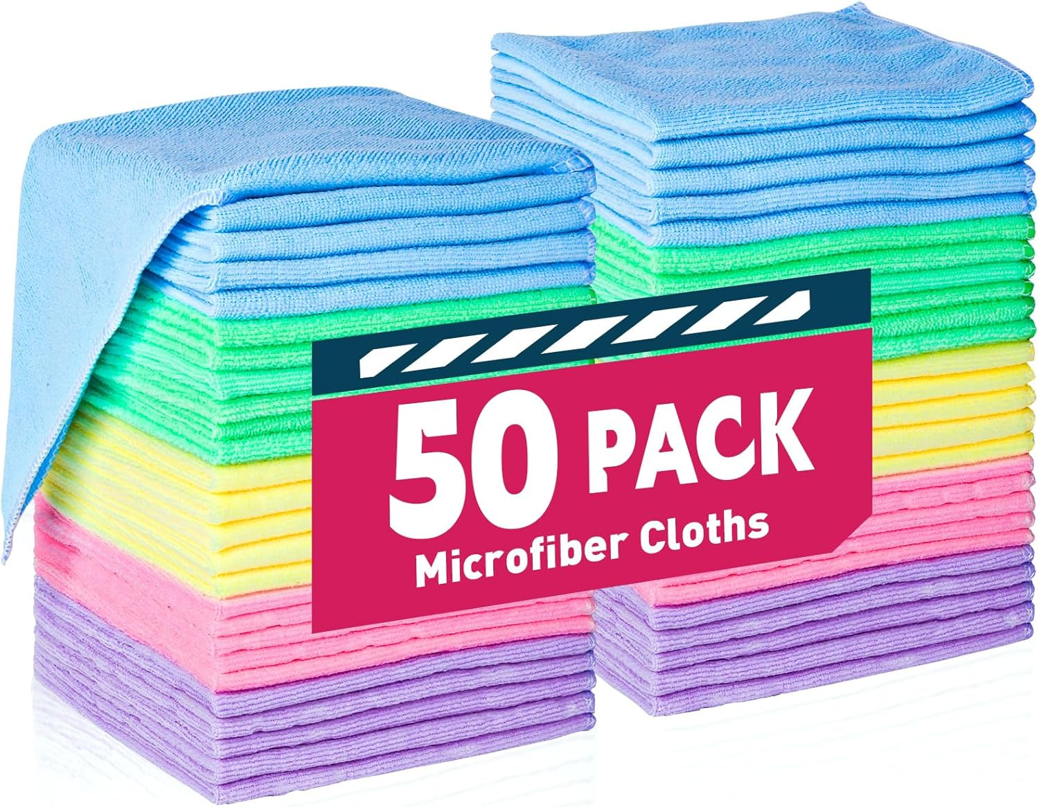 Microfiber Cleaning Cloth Set of 50 Towel Rag Car Polishing Detailing No-Scratch
