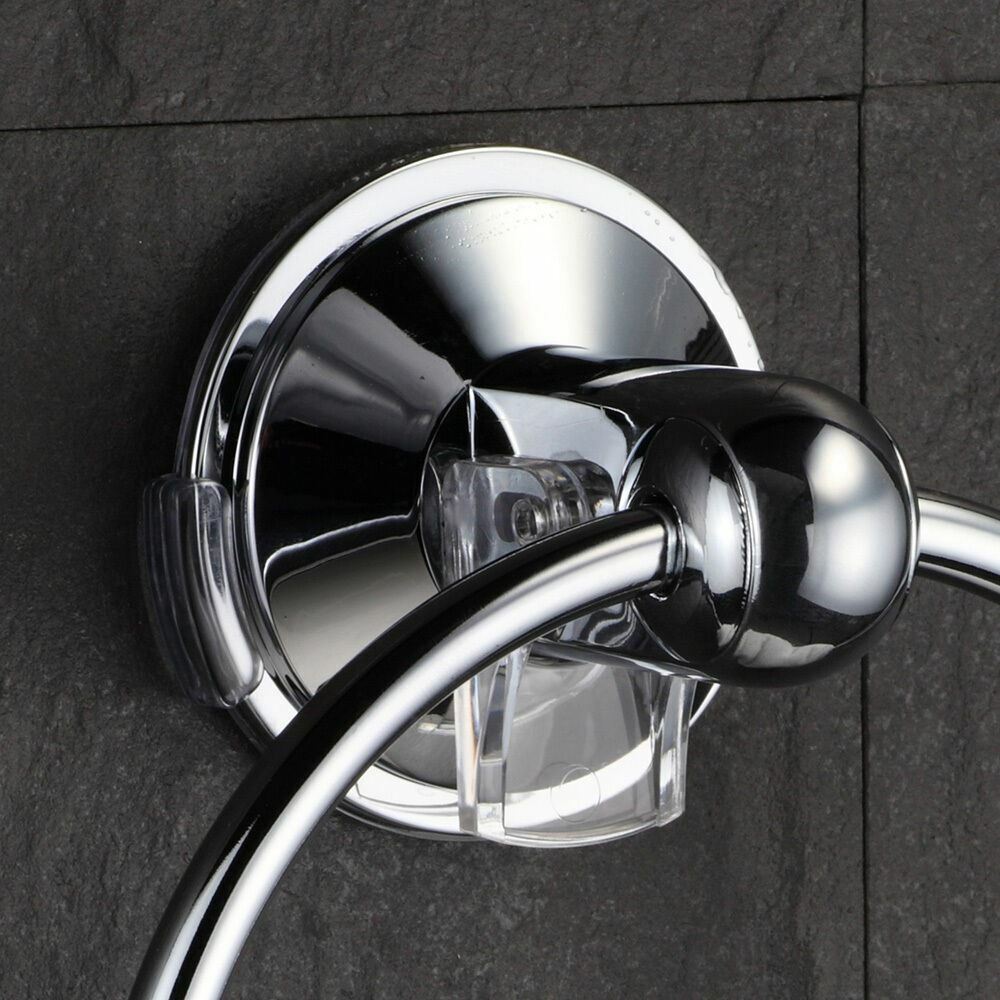HotelSpa Chrome Shower Bathroom Insta-Mount Wall Towel Ring Rack Holder Hanger