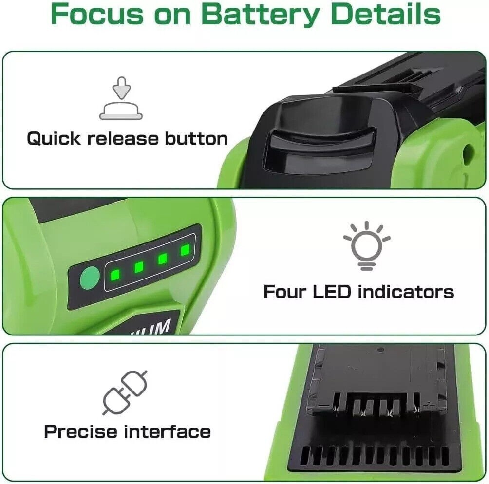 40V 5.0Ah For Greenworks G-MAX Lithium Battery 29472 29462 29252 20202 40 Volt