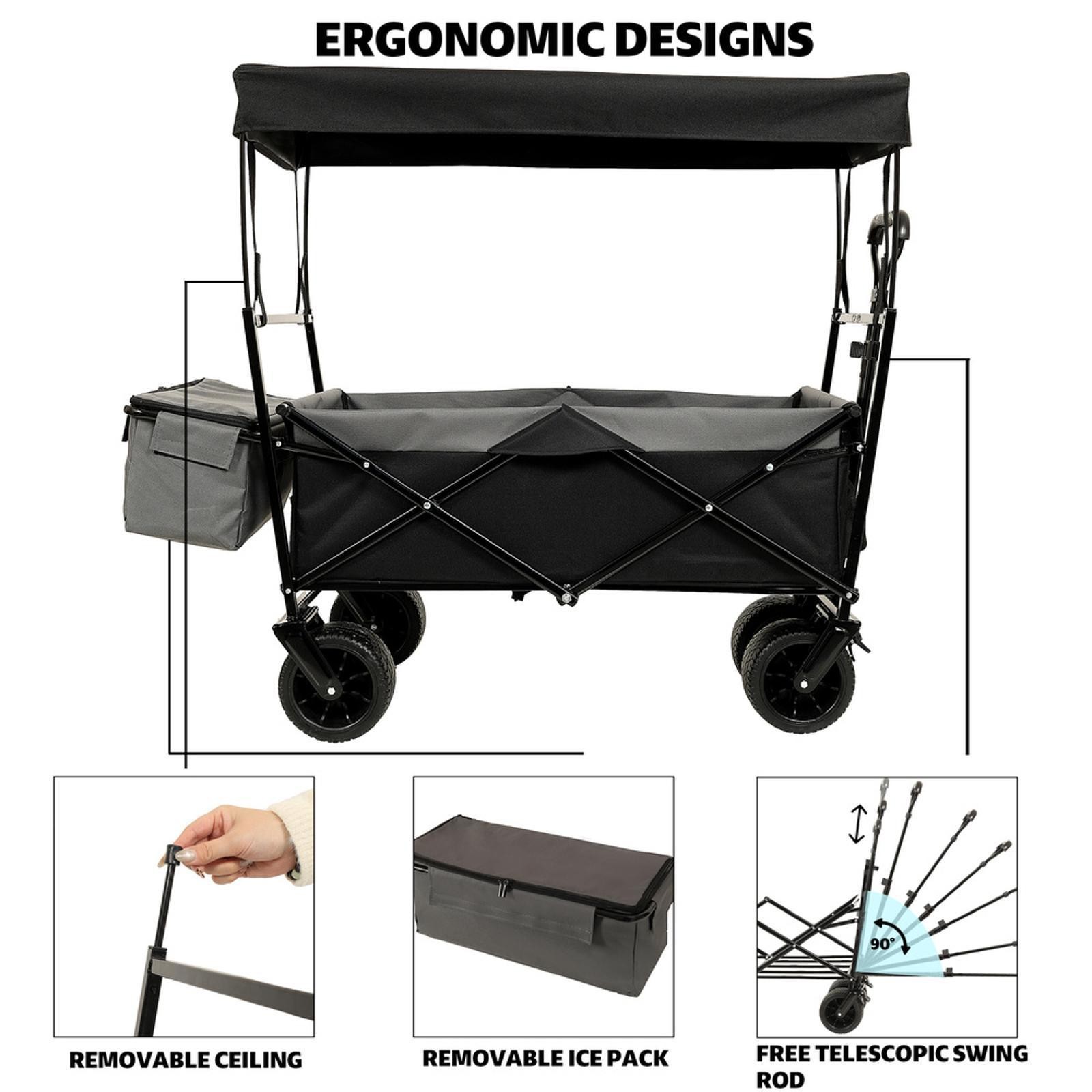 Wagon with Canopy & Net, 480Lbs Capacity, All-Terrain