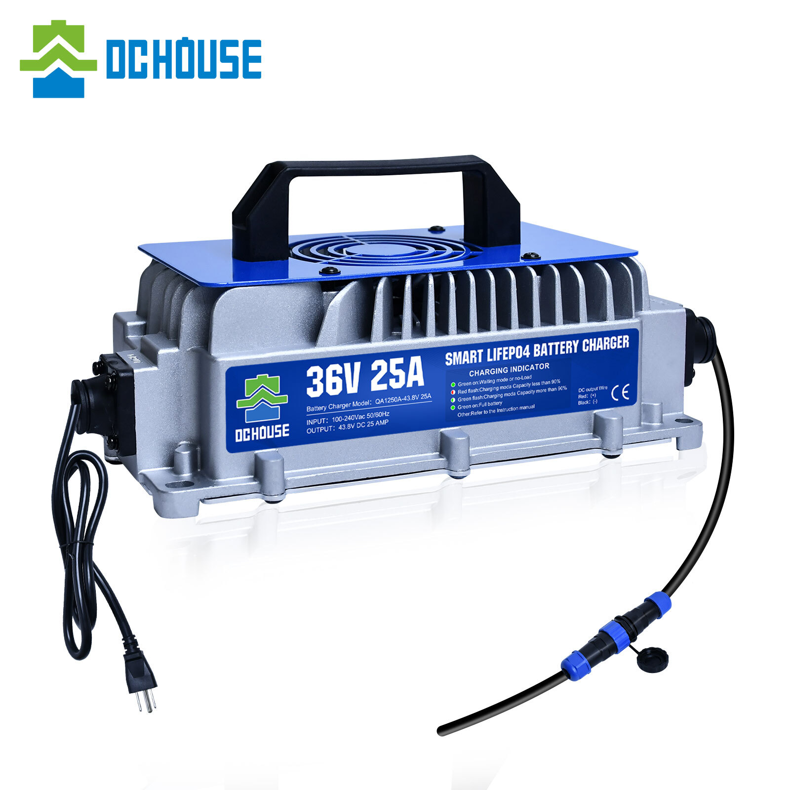 25A 36V Golf Cart Lithium LiFePO4 Battery Smart Charger Trolling Motor Forklift