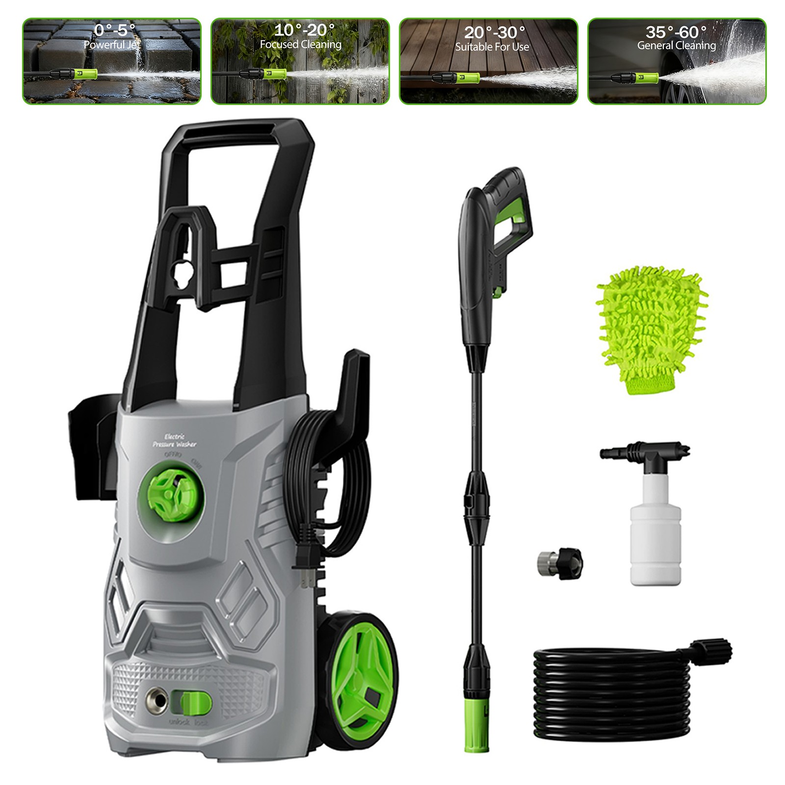 Electric Pressure Washer 1500W High Pressure Washer Portable with 4 in 1 Nozzle