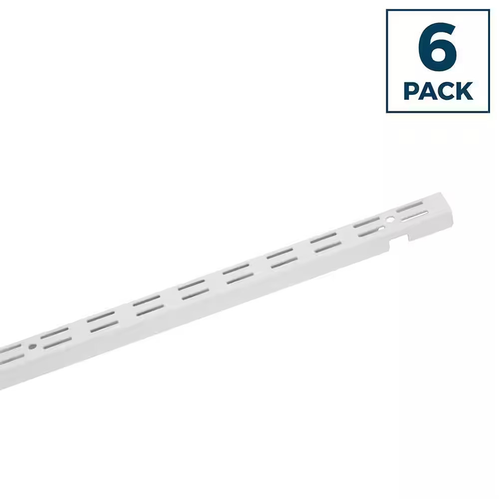 Shelf Track 60 In. X 1 In. White Standard Contractor Pack (6-Pieces)