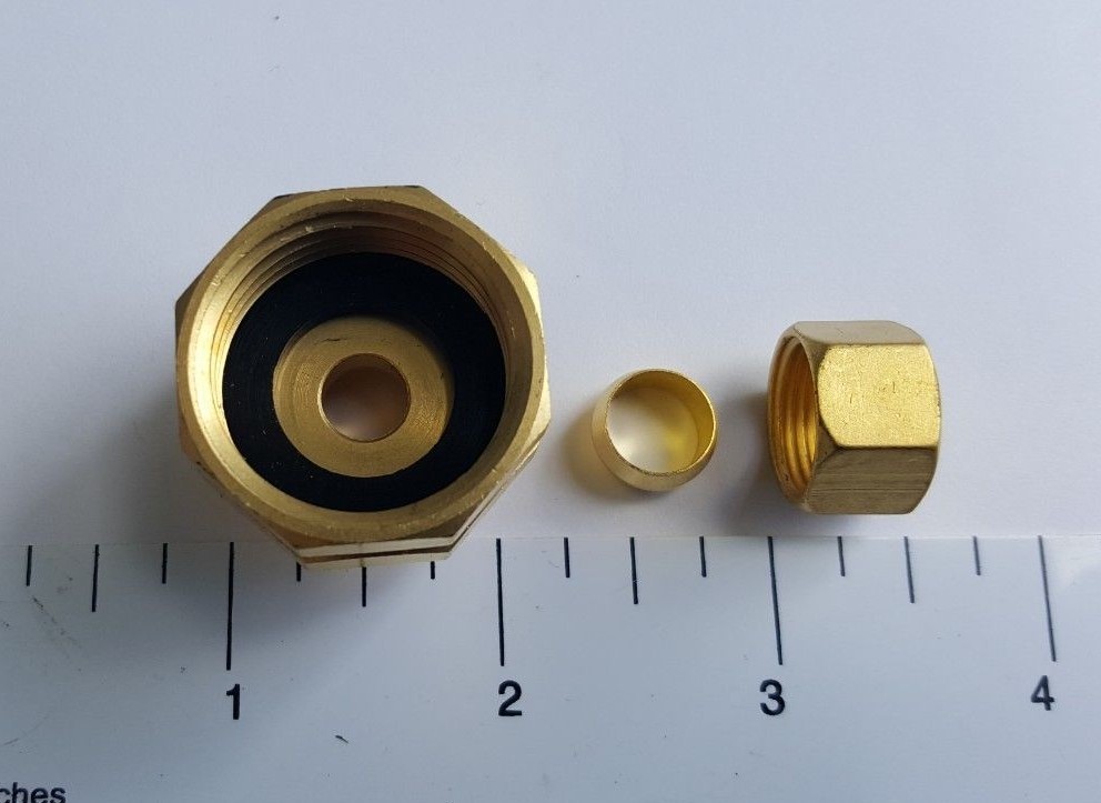 1) 3/8″ OD COMPRESSION X 3/4″ FHT GARDEN HOSE THREADED FEMALE ADAPTER, LEAD FREE