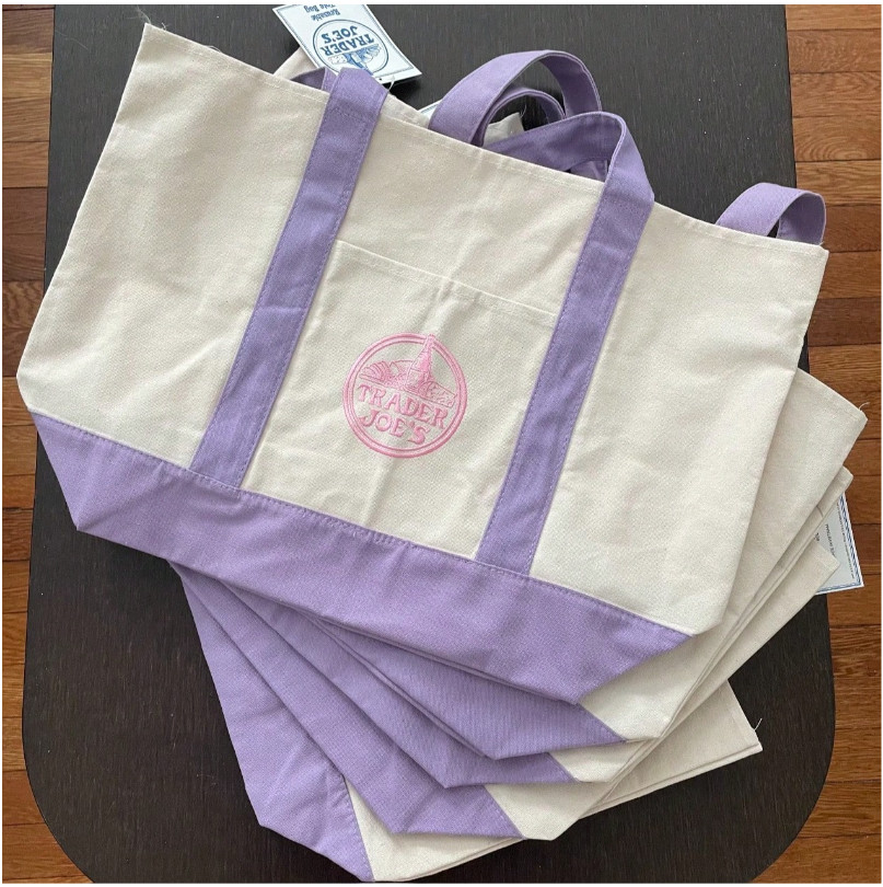 Trader Joe’s Canvas Large Purple Shopping Bag Limited Tote Lavender New W/Tags